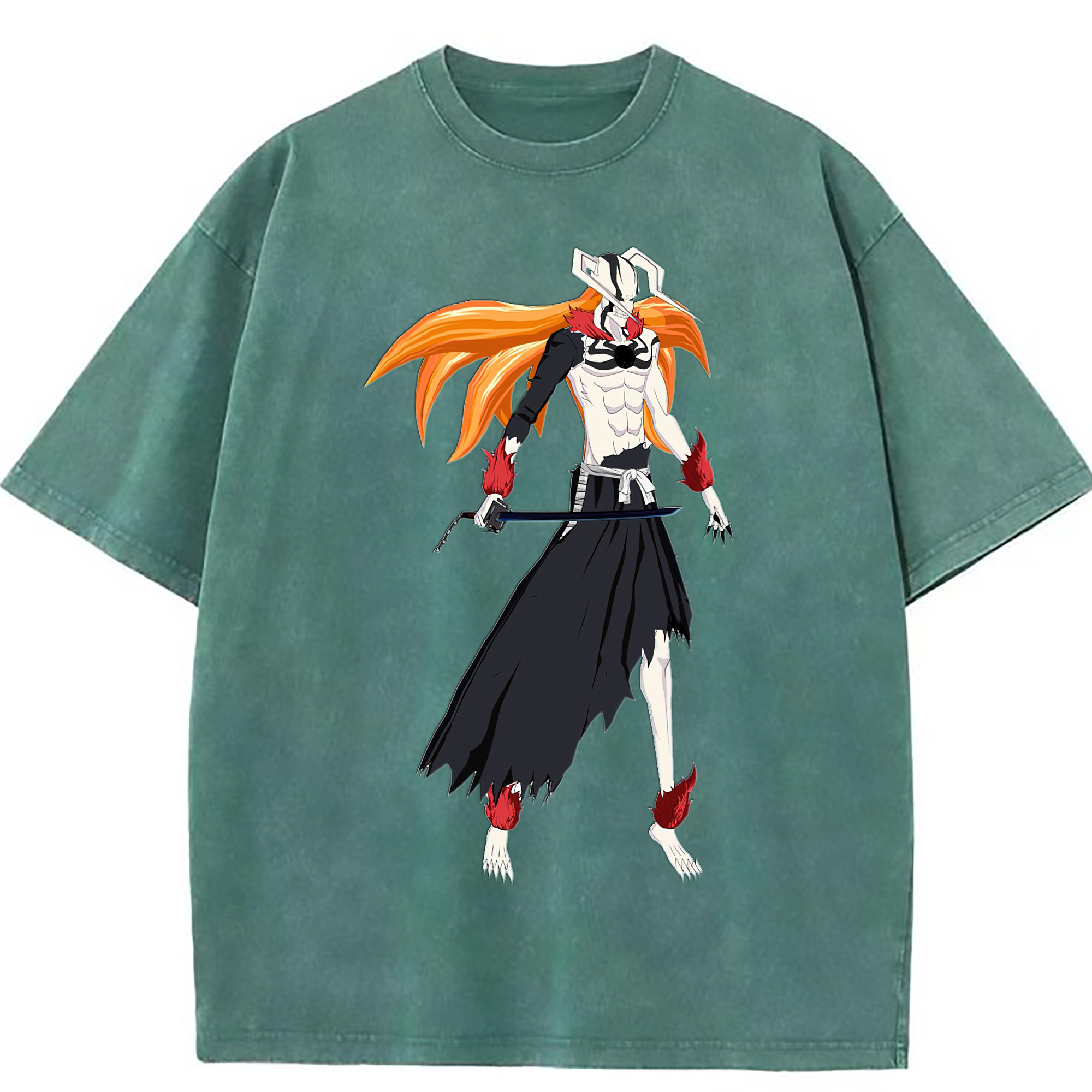 （画像用） ブリーチ 黒崎一護（くろさき いちご）BLEACH Kurosaki Ichigo 綿100% ヴィンテージ風 半袖Tシャツ（フロントプリント）